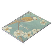 Carnet Oiseau jaune, gris et beige perché sur une branche (Côté gauche)