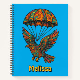 Carnet Oiseau psychédélique rétro et parachute