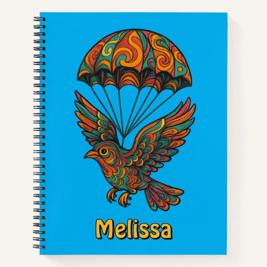 Carnet Oiseau psychédélique rétro et parachute (Devant)