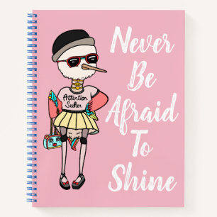 Carnet Oiseau séché rose mignon avec une citation inspira