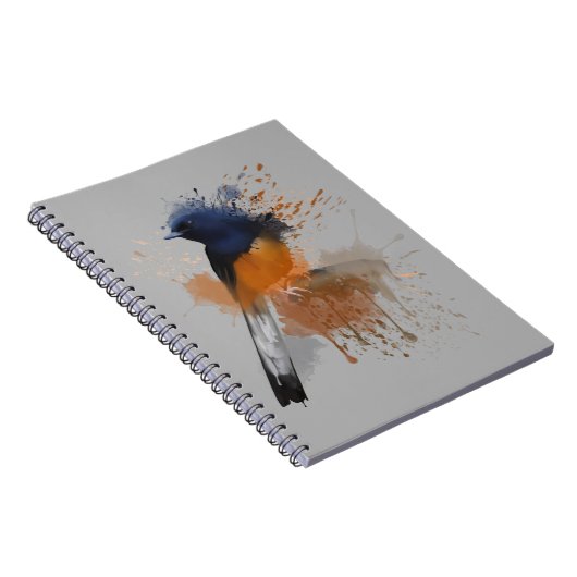 Carnet Oiseau Shama Rumpé Blanc (Côté Droit)