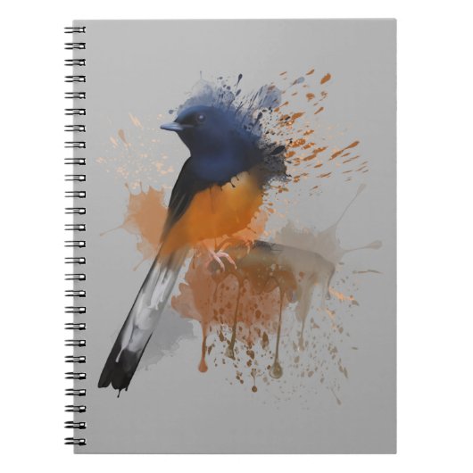 Carnet Oiseau Shama Rumpé Blanc (Devant)