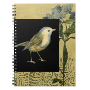 Carnet Oiseau sur l'arrière - plan noir et vintage