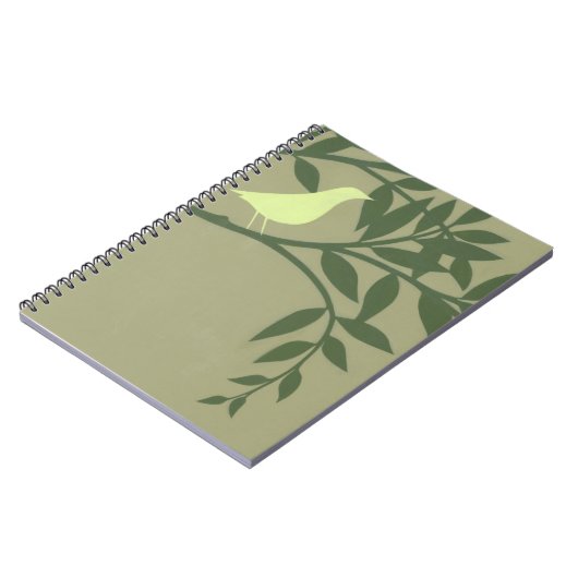 Carnet Oiseau vert perché sur une branche verte (Côté gauche)