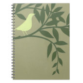 Carnet Oiseau vert perché sur une branche verte (Devant)