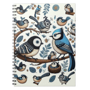 Carnet Oiseaux bleus excentriques