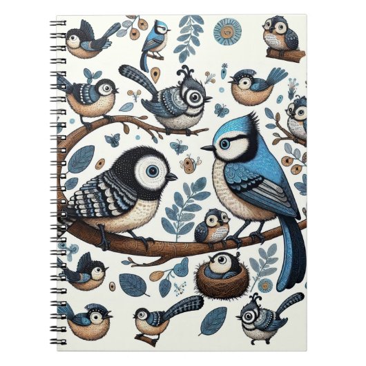 Carnet Oiseaux bleus excentriques (Devant)