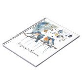 Carnet Oiseaux Bleus Orange Chantant sous la Pluie (Côté gauche)