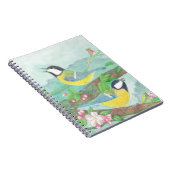 Carnet Oiseaux chantant sur une branche d'arbre en fleurs (Côté Droit)