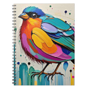 Carnet Oiseaux coloré art abstrait gras géant mignon drôl