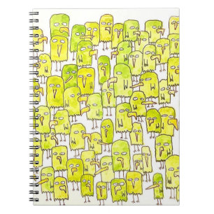 Carnet Oiseaux de dessin animé verts drôles
