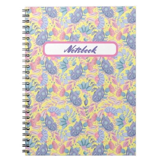 Carnet Oiseaux et fleurs de couleur pastel (Devant)