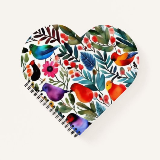 Carnet Oiseaux floraux colorés (Devant)