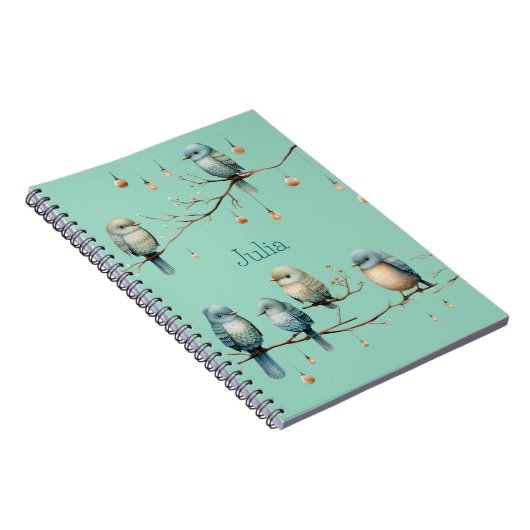 Carnet Oiseaux lunaires sur Branches Élégance intemporell (Côté Droit)