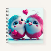 Carnet Oiseaux mignons Amour Coeurs Saint Valentin (Devant)
