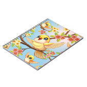 Carnet Oiseaux mignons et heureux parmi les fleurs du pri (Côté gauche)