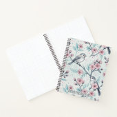 Carnet Oiseaux sarcelle élégants Fleurs de cerisier roses (Intérieur)