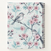 Carnet Oiseaux sarcelle élégants Fleurs de cerisier roses (Dos)