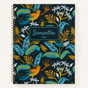 Carnet Oiseaux tropicaux & Nature Motif, Jaune & Bleu