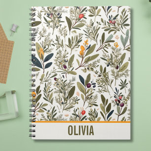Carnet Olive et Herbes Minimal Élégant Personnalisé