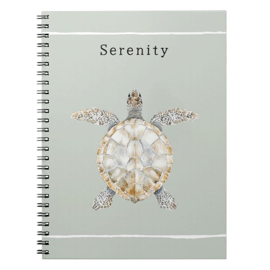 Carnet Olive Green Sea Turtle Personalized (Devant)