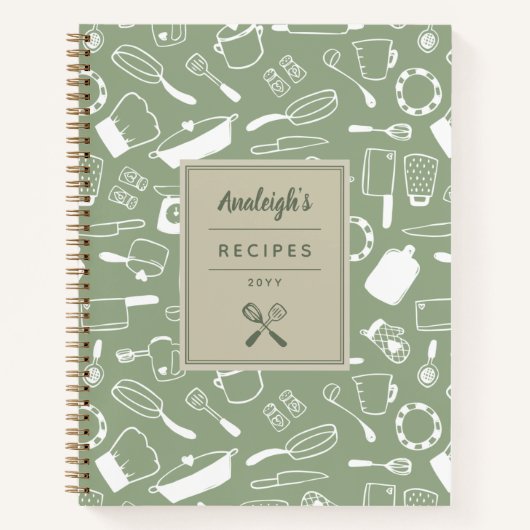 Carnet Olive Green White Main Drake Recettes de cuisine (Devant)