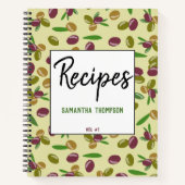 Carnet Olive rustique et recettes Motifs Feuilles Cuisine (Devant)