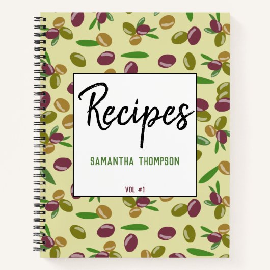 Carnet Olive rustique et recettes Motifs Feuilles Cuisine (Devant)