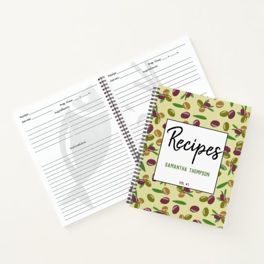 Carnet Olive rustique et recettes Motifs Feuilles Cuisine (Intérieur)