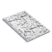 Carnet Olivia Custom Name Black White  (Côté Droit)