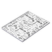 Carnet Olivia Custom Name Black White  (Côté gauche)