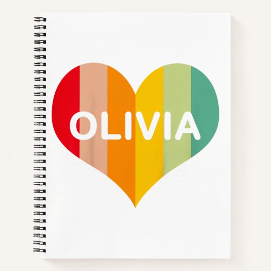 Carnet Olivia Rétro Vintage Cœur Nom (Devant)