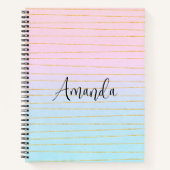 Carnet Ombre bleu rose avec lignes or (Devant)