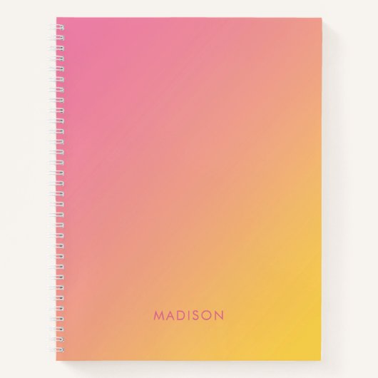 Carnet Ombré brillant Fille rose jaune dégradé (Devant)