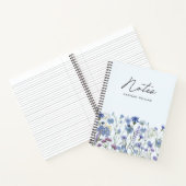 Carnet Ombre de Fleur sauvage d'aquarelle bleu monogramme (Intérieur)