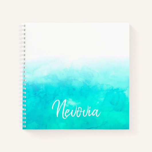 Carnet Ombre turquoise personnalisée marbré (Devant)