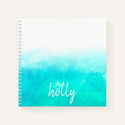 Carnet Ombre turquoise personnalisée marbré (Devant)