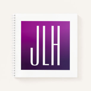 Carnet Ombre violet et initiales blanches ou autre texte