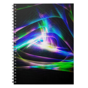 Carnet ondes lumineuses Abstraites et fond noir abstrait,