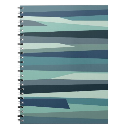 Carnet Ondes océaniques géométriques bleues (Devant)