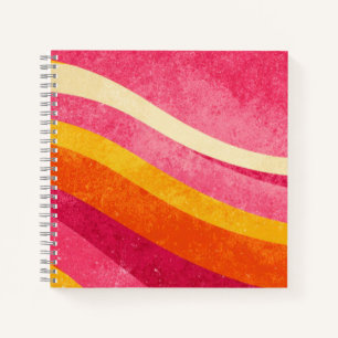 Carnet Ondes Rétro Roses – Fond Ondulé Vintage