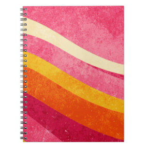 Carnet Ondes roses rétro – Fond ondulé vintage