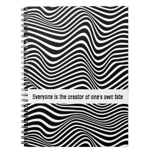 Carnet Op art motif avec lignes ondulées noir et blanc (Devant)