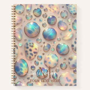 Carnet Opale Girly Tendance Imprimé Léopard Monogramme