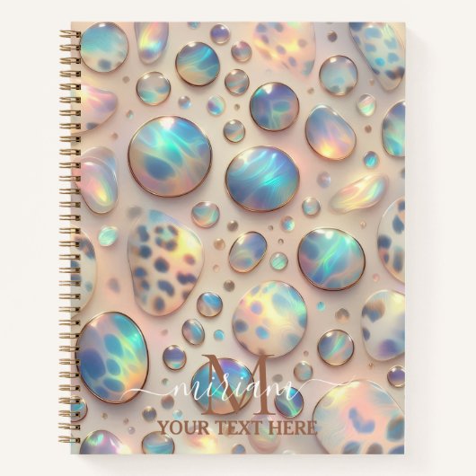 Carnet Opale Girly Tendance Imprimé Léopard Monogramme (Devant)