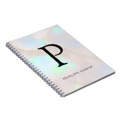 Carnet Opale holographique iridescent monogramme chic (Côté Droit)
