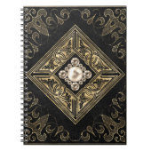 Carnet Opulence ornée | Flouris à bijoux noir et or (Devant)