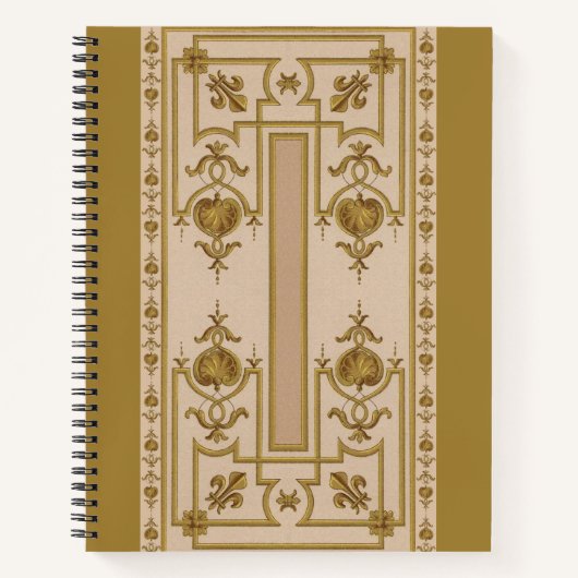 Carnet opulent imprimé baroque d'or (Devant)