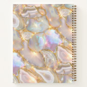 Carnet Or beige agate holographique nom (Dos)