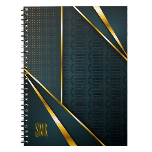 Carnet Or Bleu Luxe Moderne Abstrait Minimal (Devant)